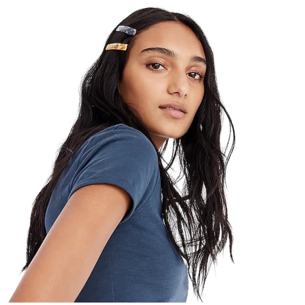 NWT J. Crew Midnight Navy Blue '90s Cropped Organic Slub Cotton T-Shirt - SIZE L - Picture 4 of 7